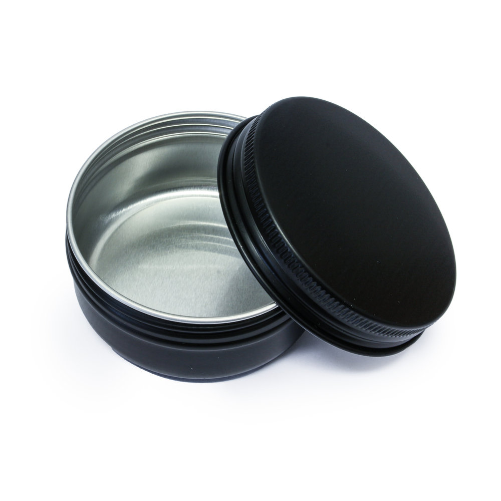 Zwart aluminium blikje met schroef deksel voor cosmetica
