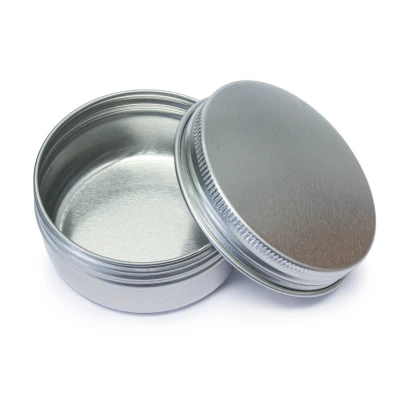Zilver rond Blikje met Schroefdeksel - 5,7 x 2,7 cm