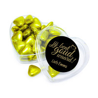 Harten doosje met gouden snoepjes en zwarte jij bent goud waard sticker