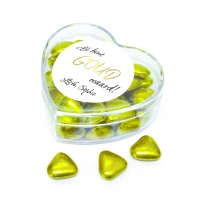 Harten doosje met gouden snoepjes als jij bent goud waard bedankje