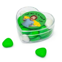 Doosje als bedankje in de vorm van een hart met de tekst leuk dat je er was, Levi.