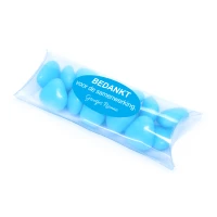 Tube bedankje met licht blauwe snoepjes en bedankt voor de samenwerking sticker