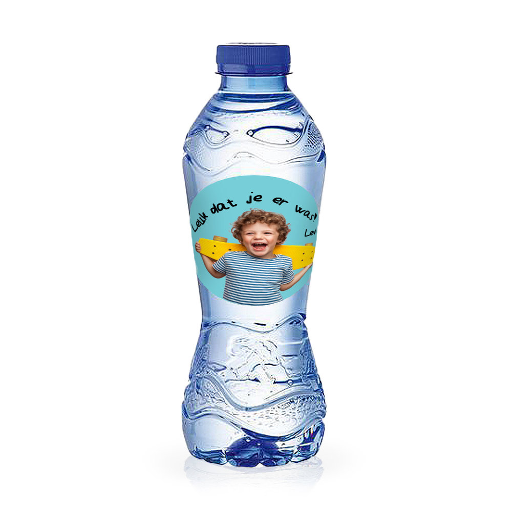 Water flesje 33 cl van merk Spa meter foto sticker en tekst