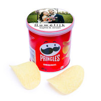 Pringles chips met deksel met trouw foto sticker
