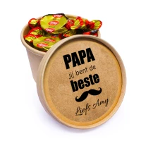 Kraft beker 250ml met eclair toffees bedrukt voor vaderdag