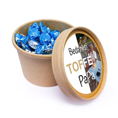 Vaderdag bedankje - Kraft beker met Snoep - Bedrukt - 250 ml