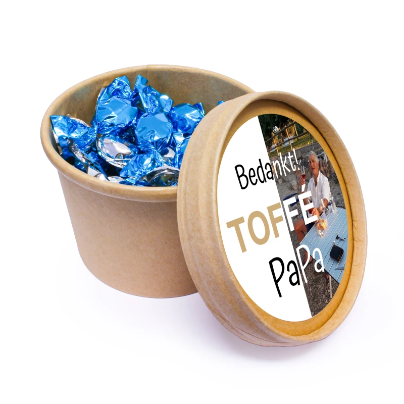 Kraft bio beker met pepermunt snoepjes en vaderdag foto sticker