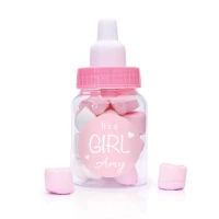 Papfles roze met spekjes geboorte bedankje