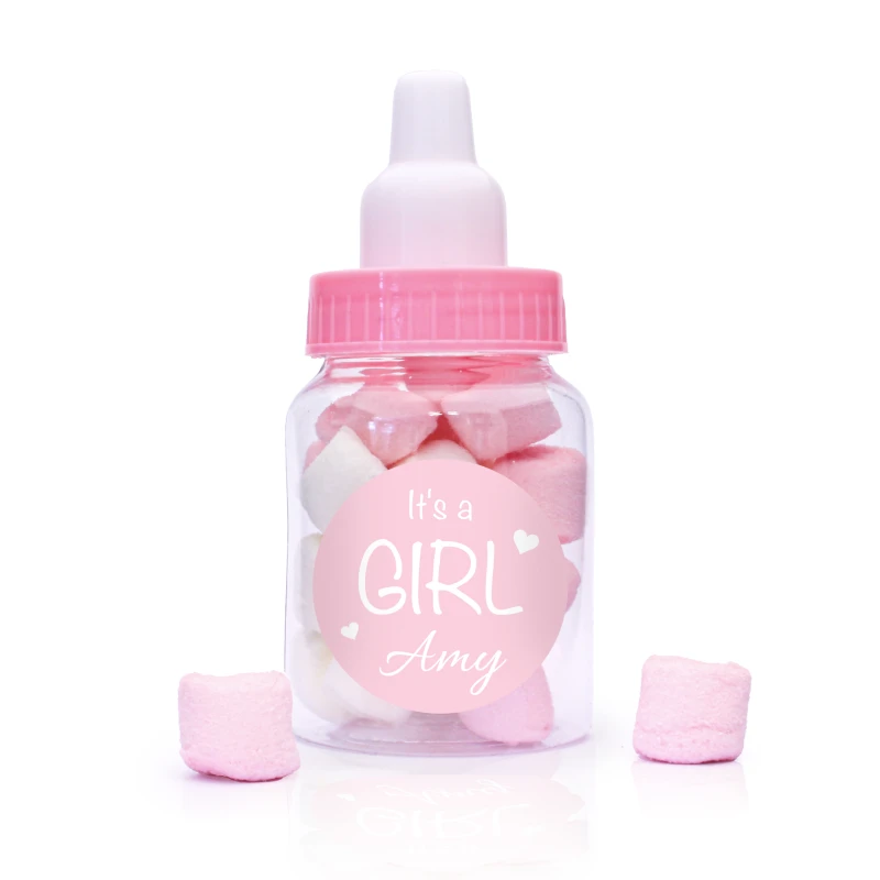 Papfles roze met spekjes geboorte bedankje