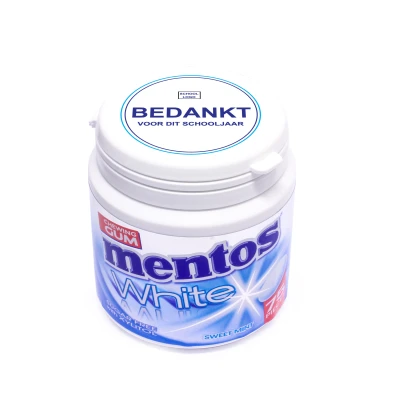 Mentos Kauwgom in pot - Bedrukte sticker - Bedankje