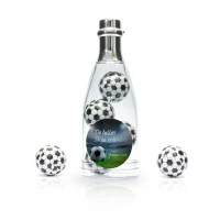 Champagne flesje met voetbal snoep als bedankje
