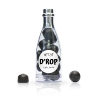 Champagne flesje bedankje met dropjes het zit erop