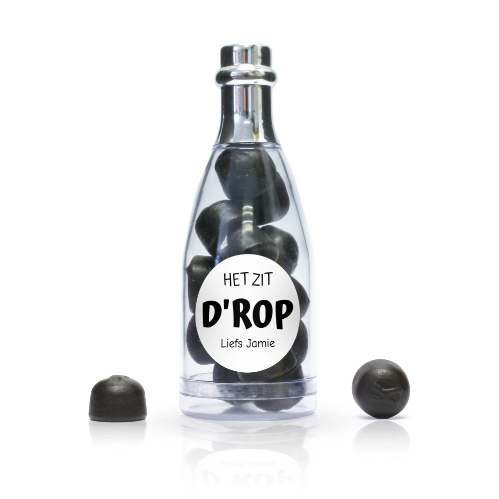 Champagne flesje zilver - Afscheidsbedankje voor collega's