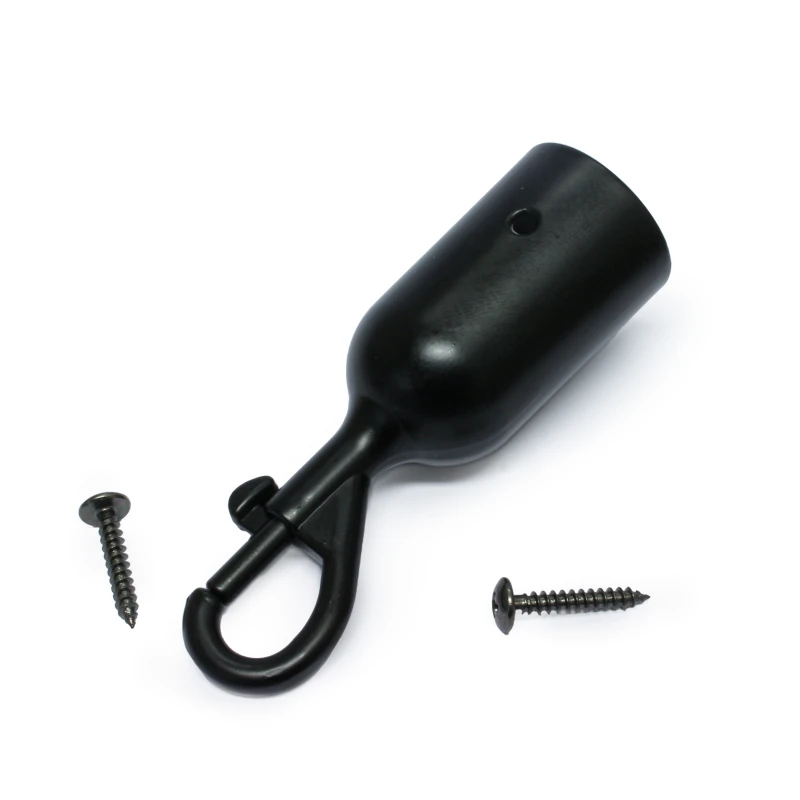 Zwarte haak voor koord of touw van het type Musketon