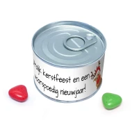 Kerst bedankje - Blikje met wrapper - Rudolph - Rood/groene snoepjes