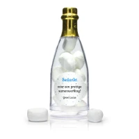 Bedankje voor samenwerking - Champagne flesje met pepermunt snoepjes