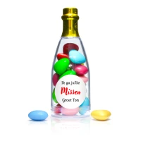 Bedankje - Champagne flesje - Gouden dop - Gemengde snoepjes