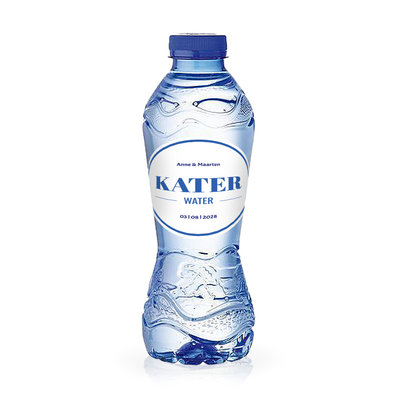 Flesje kater water - Bedrukt stickertje - 33 cl
