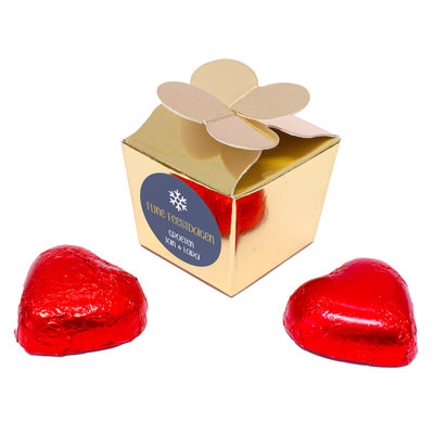 Klein bonbondoosje voor de feestdagen - Gevuld met leuke chocolade harten