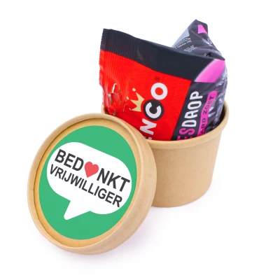 Vrijwilligersdag bedankje - Kraft bekertje met Venco katjesdrop - 250 ml