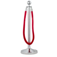 Afzetpaaltje chroom met ronde bol en koord - 8 kg