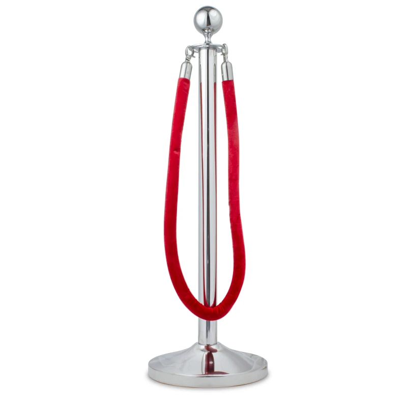 Afzetpaaltje chroom met ronde bol en koord - 8 kg