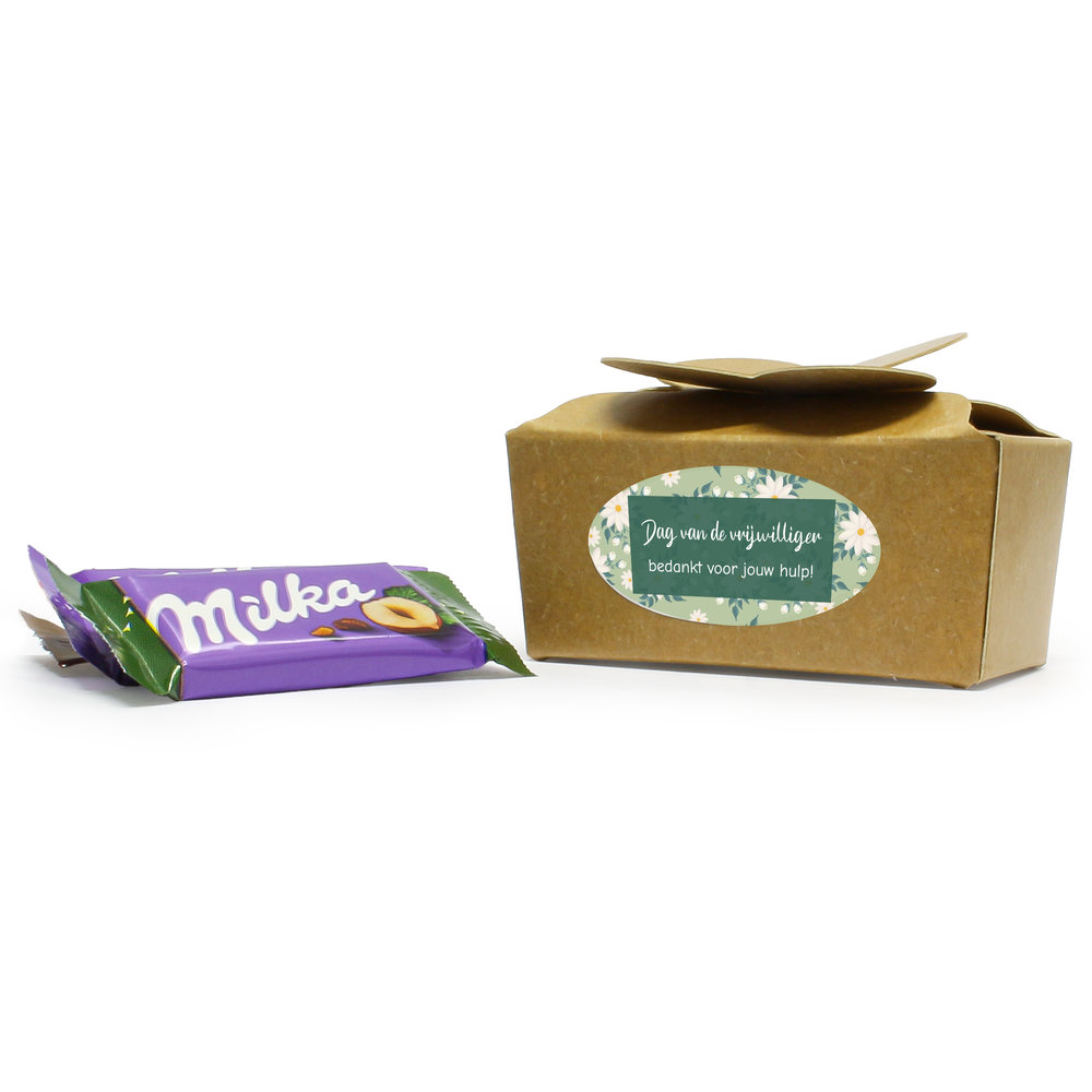 Bedankje voor vrijwilligers - Kraft doosje met Milka chocolade