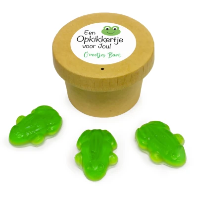 Kraft beker met persoonlijke sticker - Opkikkertje voor de vrijwilligers