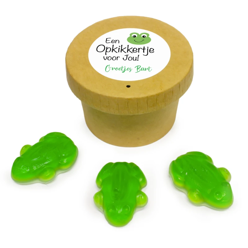 Vrijwilliger bedankje - BIO bekertje met kikker snoepjes