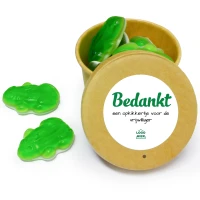 Bedankje voor vrijwilligers - Bio bekertje met kikkertjes en zelf te ontwerpen tekst