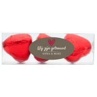 Bruiloft bedankje - Transparant doosje met hart snoep - Gepersonaliseerd