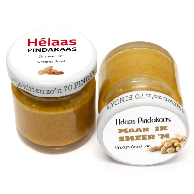 Bedankje voor collega's - Klein pindakaas potje - Bedrukt