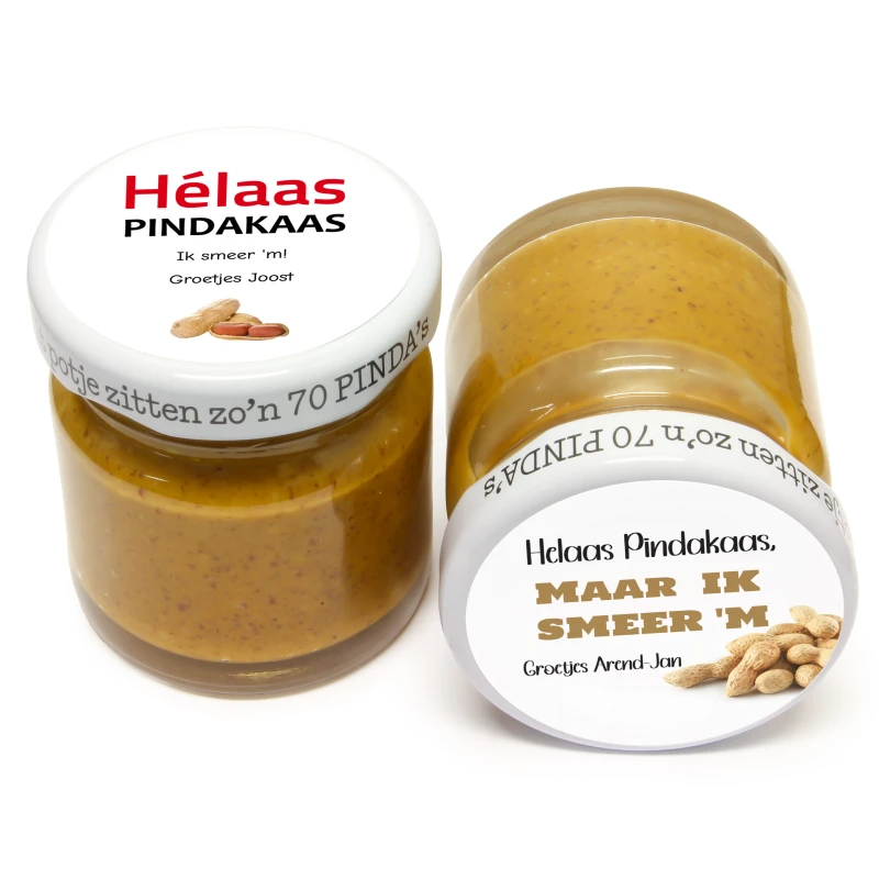 Bedankje voor collega's - Klein pindakaas potje - Bedrukt