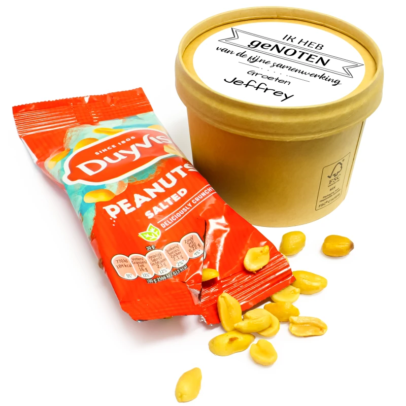 Afscheid bedankje - BIO bekertje met Duyvis pinda's