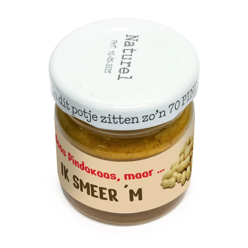 Bedankje - Pindakaas potje met wrapper - Ik smeer hem