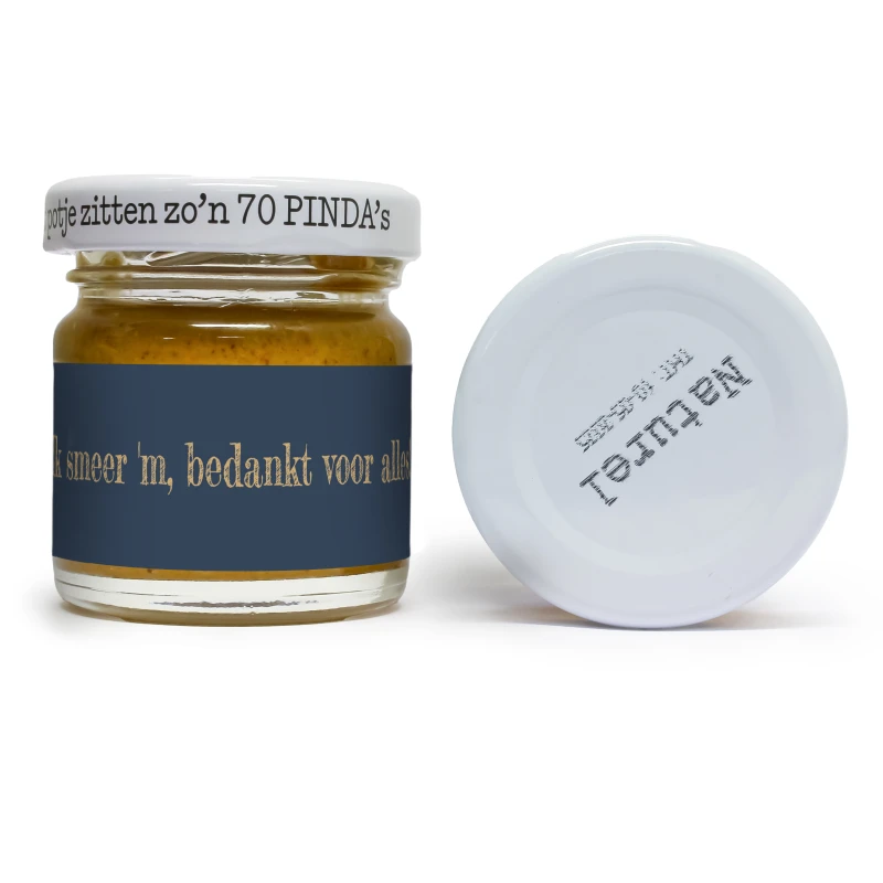 Bedankje voor afscheid - Potje met pindakaas met wrapper