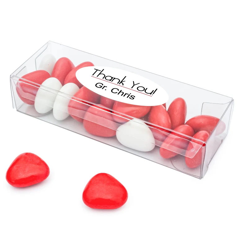 Bedankje - Gepersonaliseerd transparant doosje met snoep