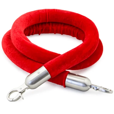 Afzetkoord Rood - Velours - 32 mm diameter - Chroom haken