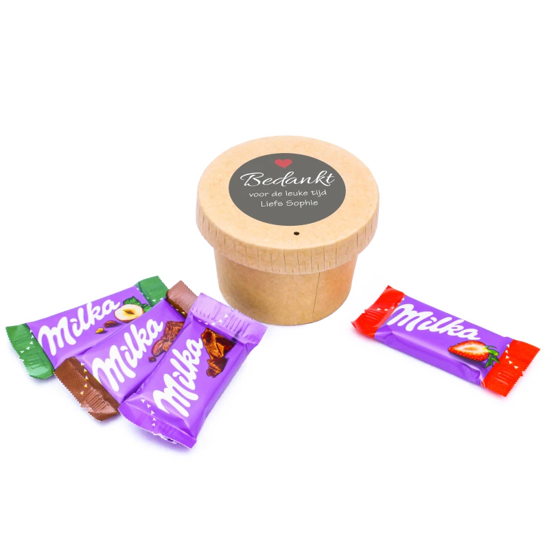 Bedankje - Kraft bekertje met Milka chocolade