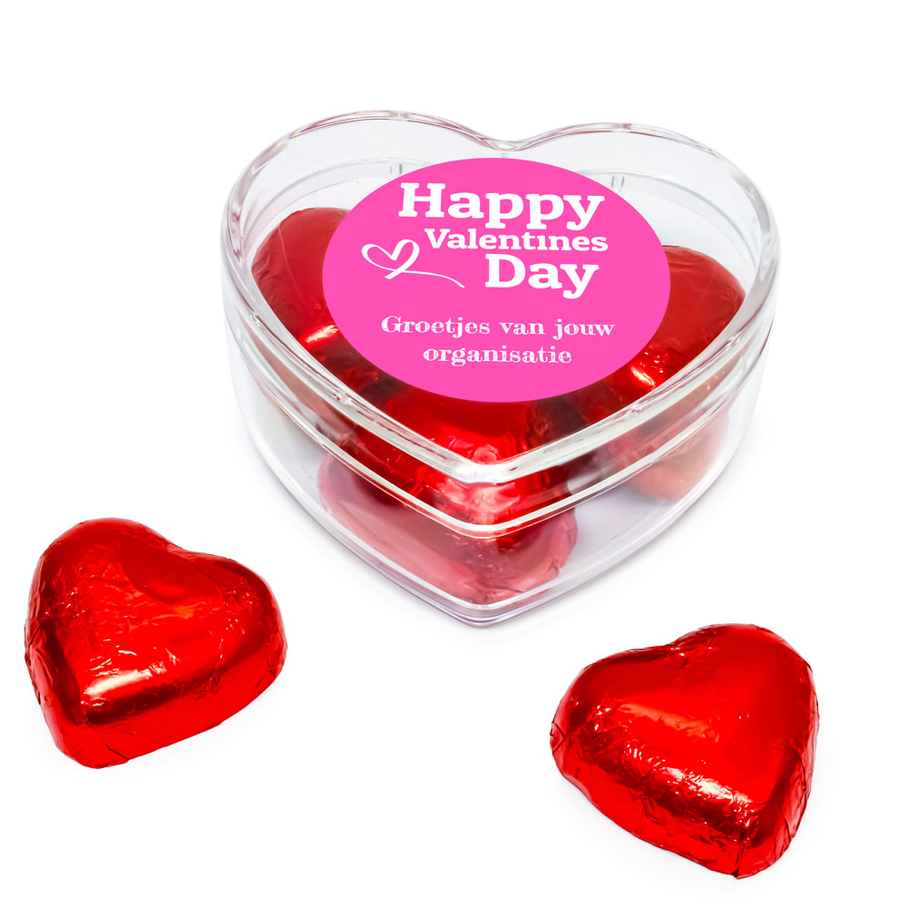 Valentijn bedankje - Hart doosje met rode hart bonbons