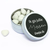 Bedankje - Wit blikje met zwart bedrukt deksel