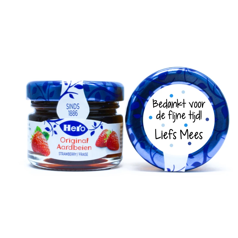Bedankje voor collega's - Jam potje met bedrukking