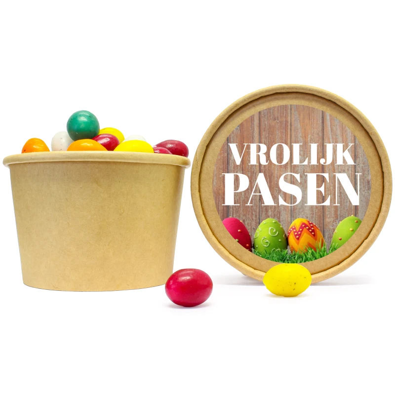 Paas bedankje - Kraft bekertje met paaseitjes - 250ml