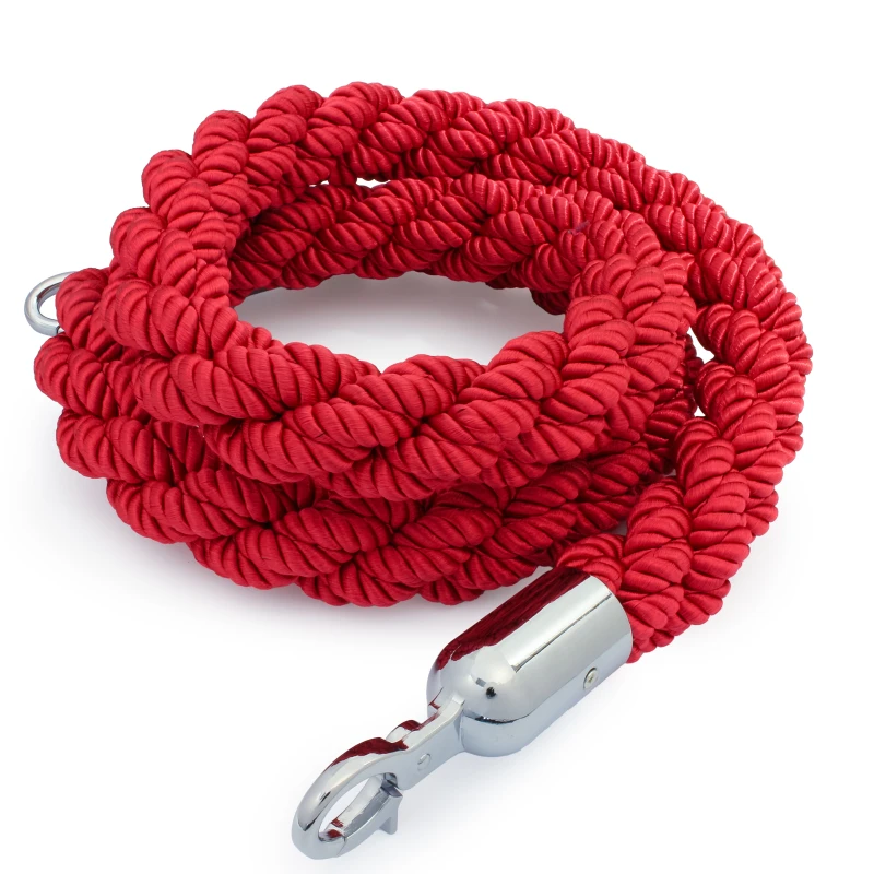 Afzetkoord gedraaid rood luxe met chroom haken