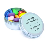 Zilver Blikje van Waardering met gemengde snoepjes