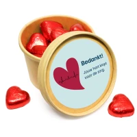 Bedankje voor de zorg met hart bonbons
