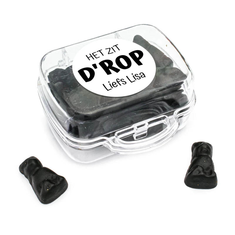 Reis koffer bedankje met dropjes