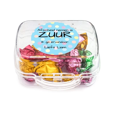 Reis koffer bedankje met zuurtjes