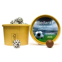 Bedankje voetbal seizoen - Kraft bekertje met voetbal snoep