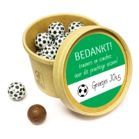 Voetbal trainer bedankje - Kraft beker met choco voetballen